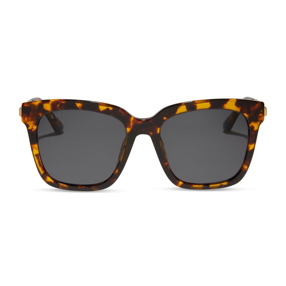 DIFF Eyewear Bella Square Polarized Tortoiseshell Grey Lens Sunglasses